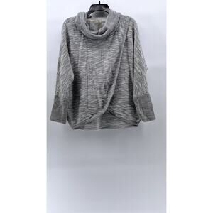 CALVIN KLEIN Women's Gray Cowl-Neck Tulip-Hem Long Sleeve Knit Sweater SZ M